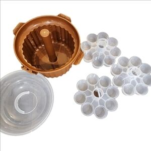 3 Tiered Vintage Brown Cupcake Tupperware Holder